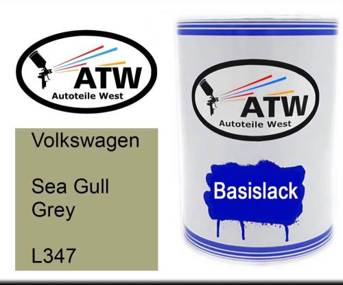 Volkswagen, Sea Gull Grey, L347: 500ml Lackdose, von ATW Autoteile West.